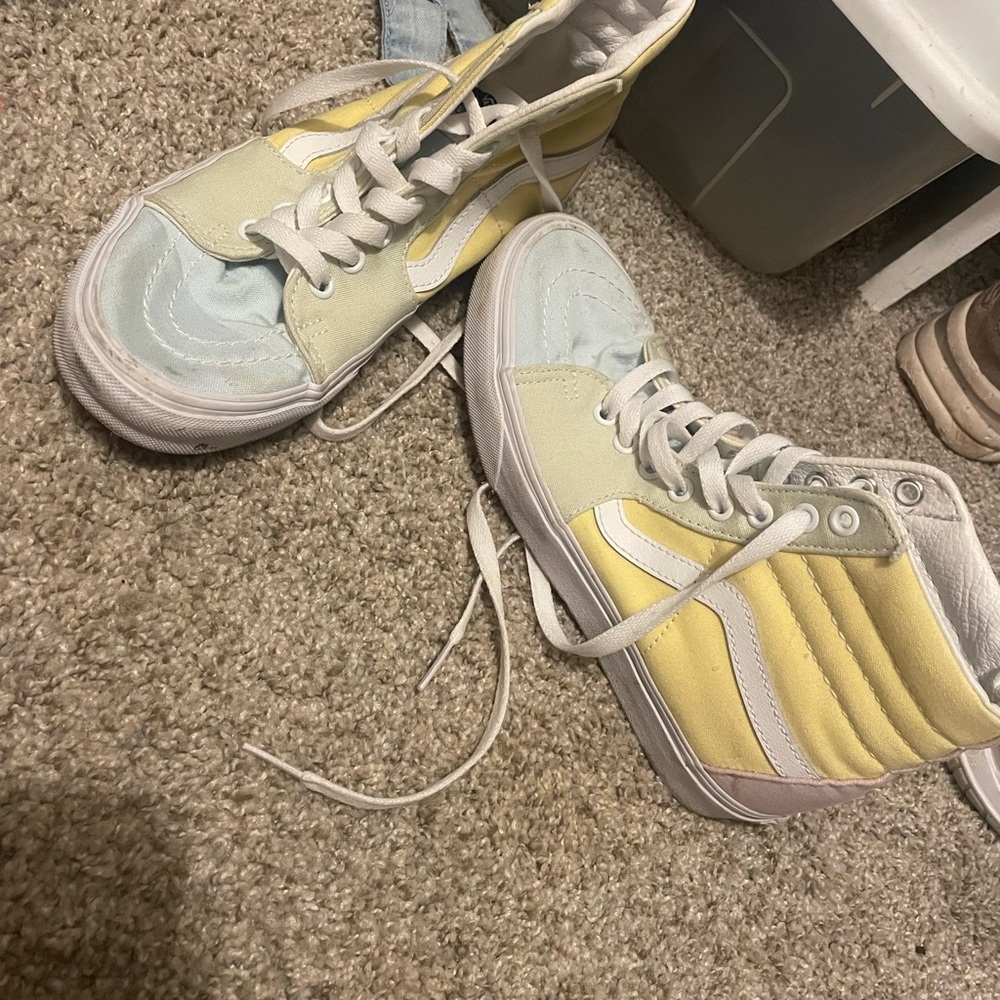 Vans High-Tops with Yellow and Light Blue Panels